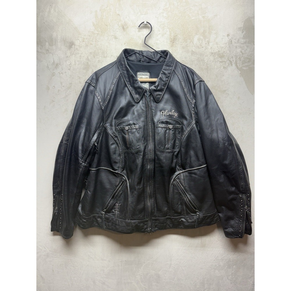 Harley Davidson Paxton Vented Leather Motorcycle Riding Jacket Women 3XL 3W Blac